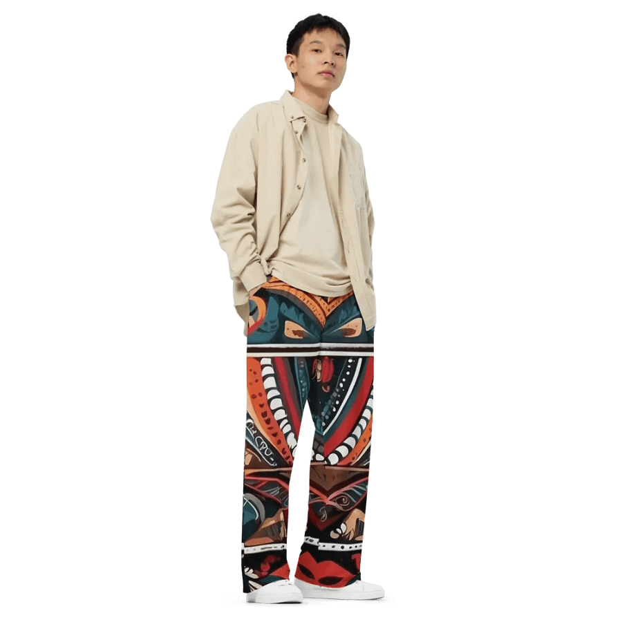 Cultural Canvas: Unisex Wide Leg Pants in Tribal Symphony product image (3)