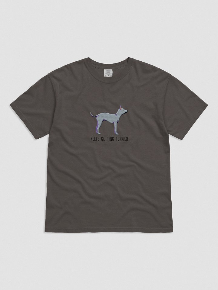 Keeps Getting Terrier T-Shirt(Embroidered) of an American Hairless Terrier(Gray) product image (1)