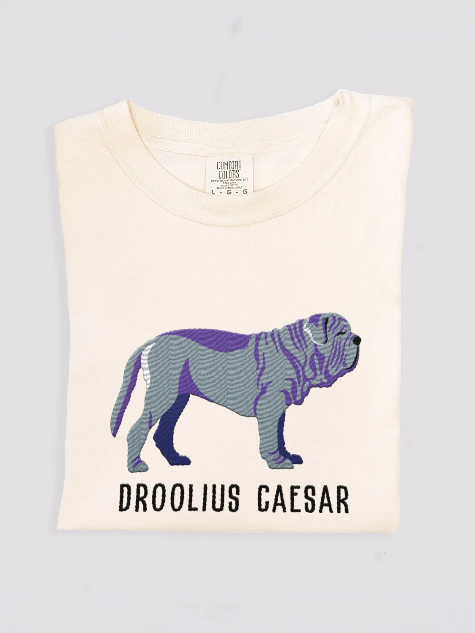 Droolius Caesar T-Shirt(Embroidered) of a Neapolitan Mastiff(Blue) product image (1)