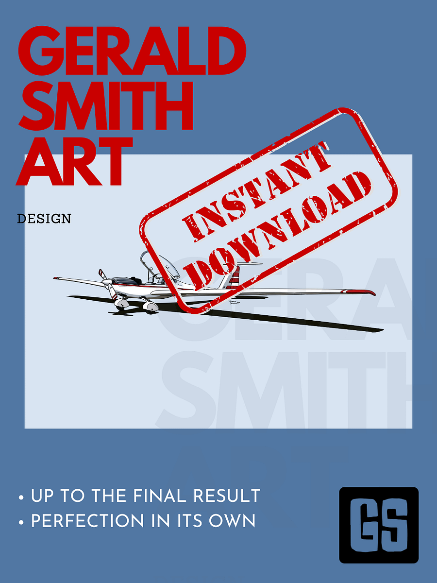 Hoffman Dimona H36 Glider Digital Printable Art Aviation Gift with Blue Background product image (5)