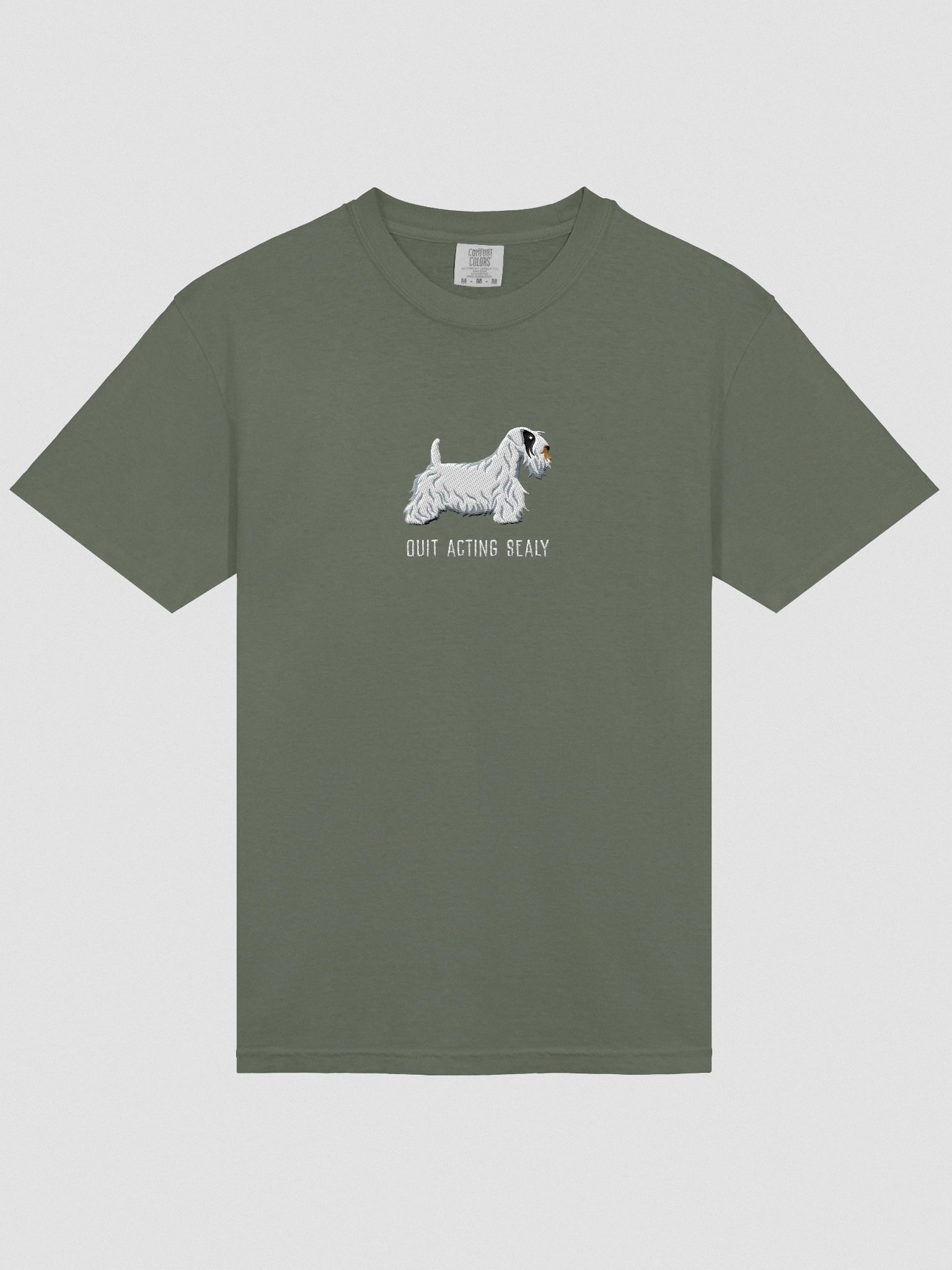 Quit Acting Sealy T-Shirt(Embroidered) of a Sealyham Terrier(Black & White) product image (6)
