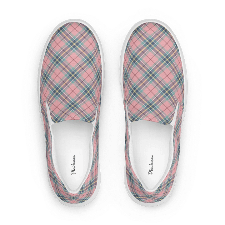 Pastel Pink, Mint Green, and Yellow Plaid Women's Slip-On Shoes product image (1)