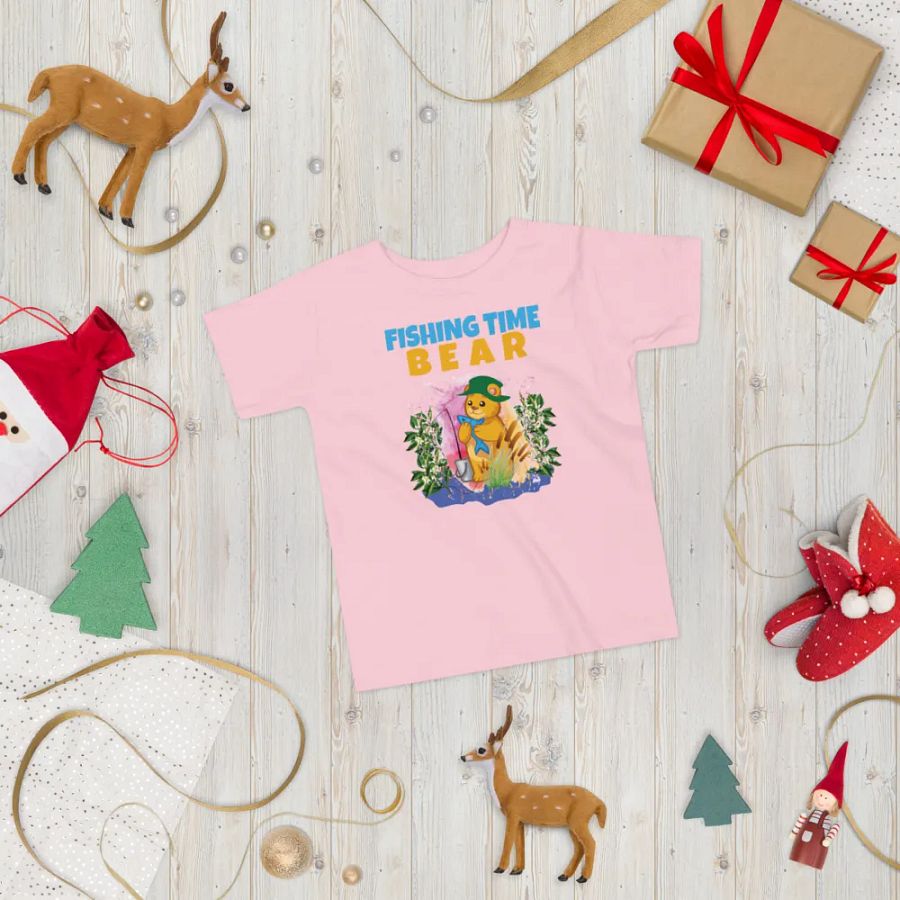 Bear Fishing Time Cute Colorful Funny Bella + Canvas Toddler T-Shirt – Funny Shirt & Gift for Kids product image (4)