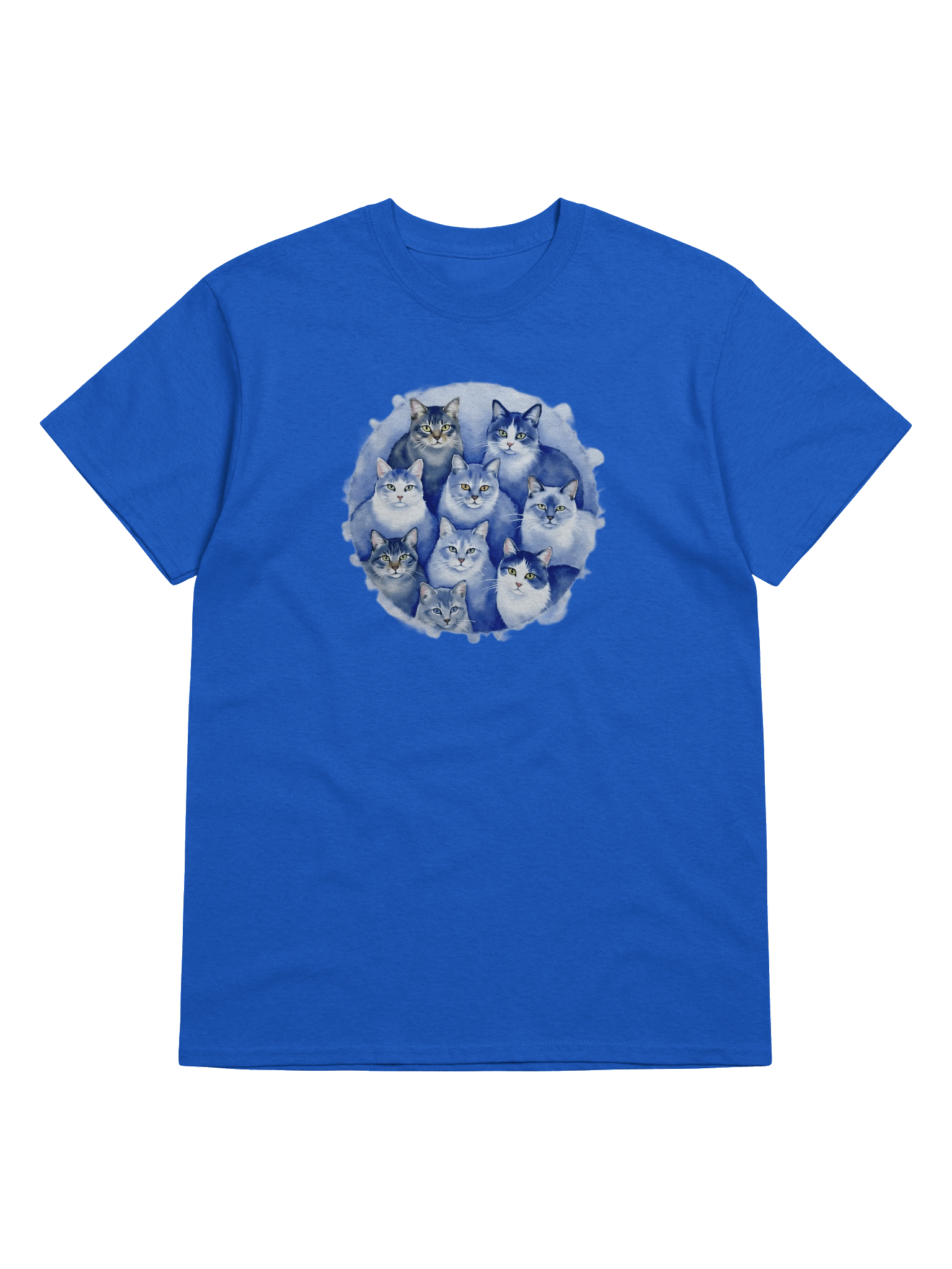 Cat T-shirt, various cats in blue, no. VAC002 product image (4)