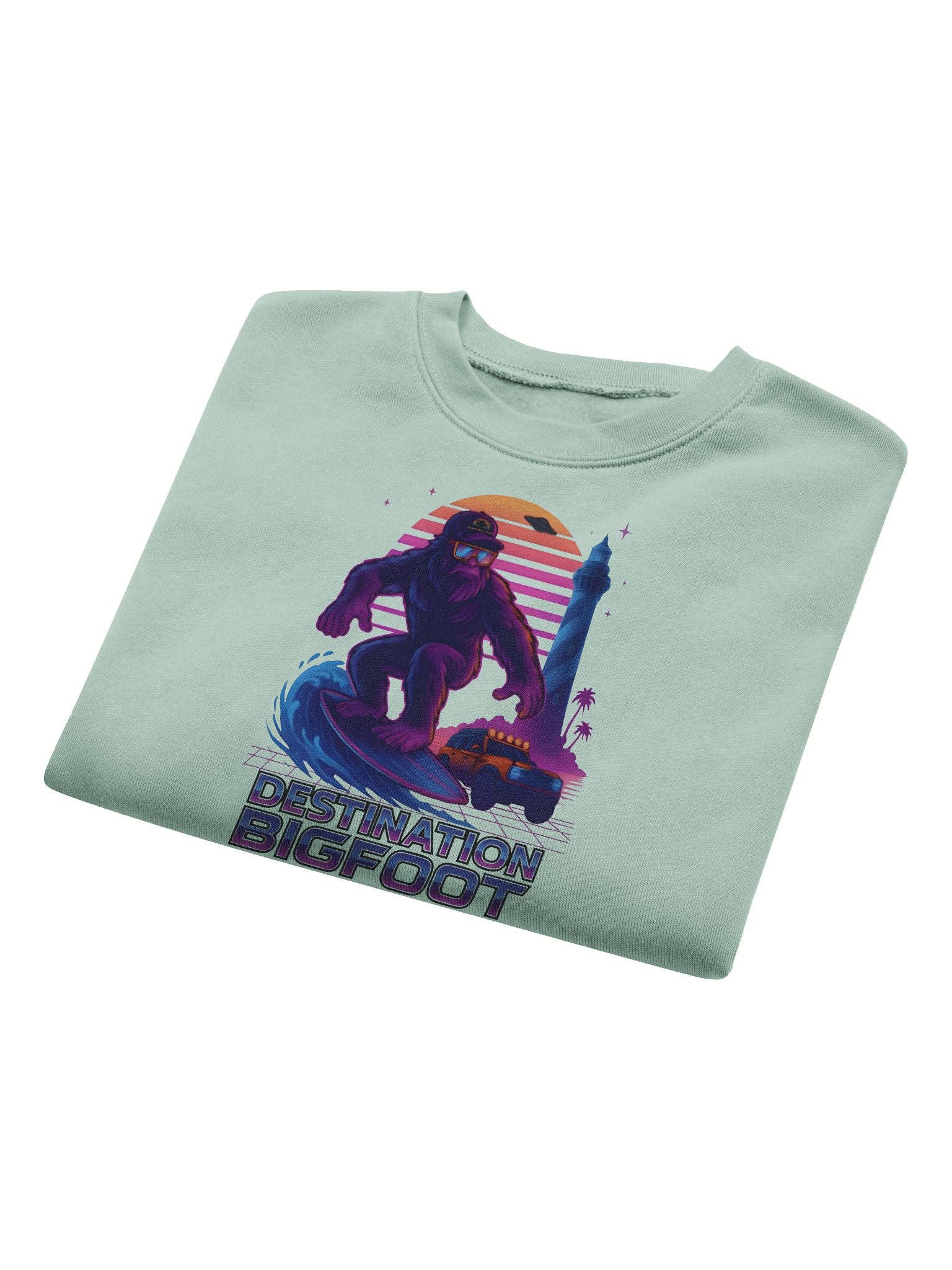 Destination Bigfoot Bronco Synthwave Bella+Canvas Women's Fleece Crop Sweatshirt (Multiple Colors Available) product image (23)