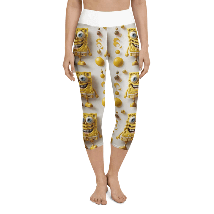 Groovy Yellow Character 90s Yoga Capri Leggings product image (1)