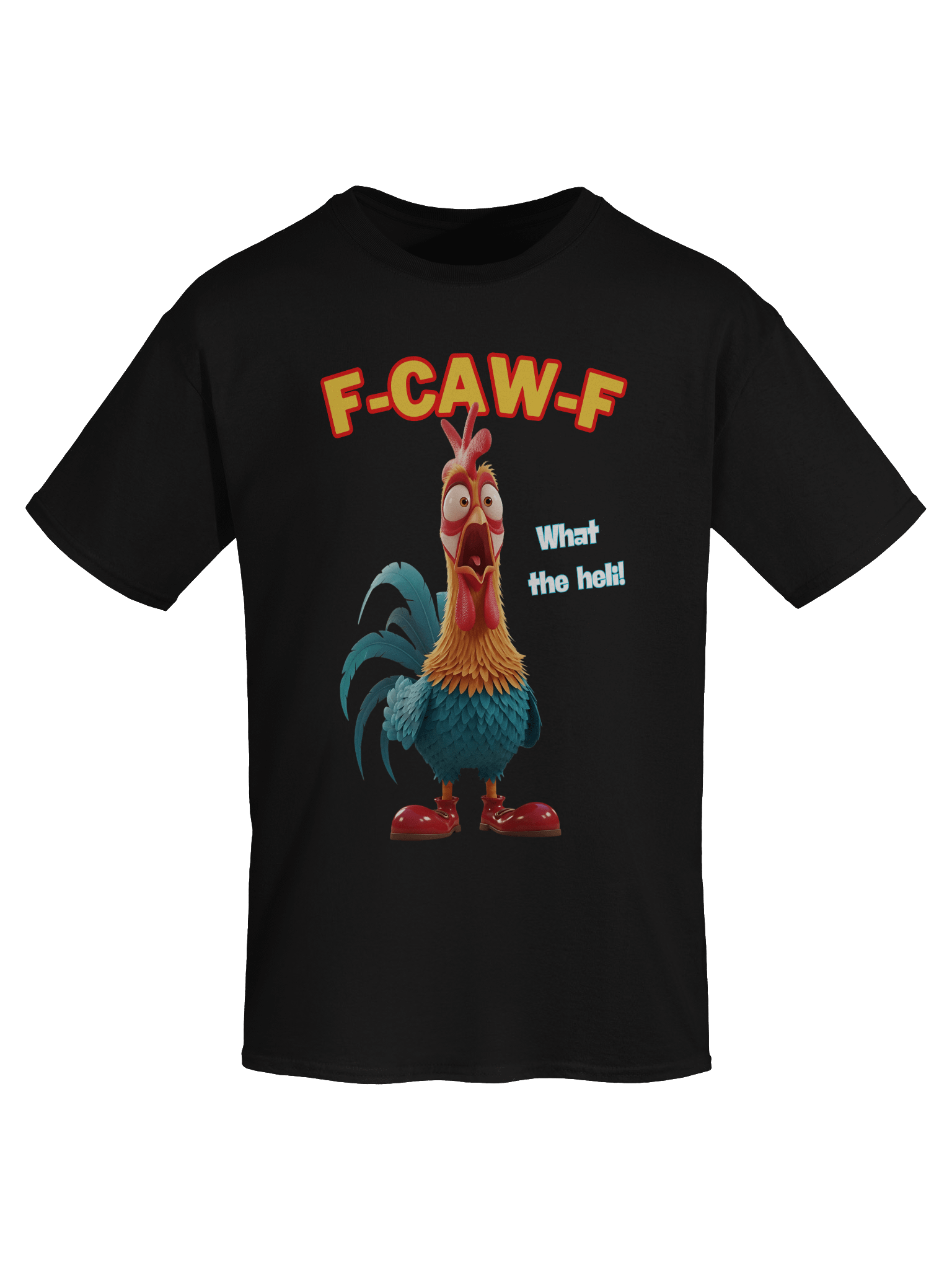 FUNNY ROOSTER T-SHIRT – BIG ROOSTER GRAPHIC TEE WITH “F-CAW-F” & “WHAT THE HELLI” SLOGANS – FARM HUMOR SHIRT, GAG GIFT product image (77)