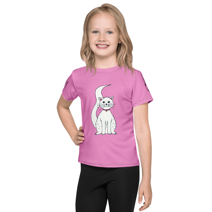 White Cat (art by Dina R.) acrylic painting - Kids Crew Neck T-Shirt product image (1)