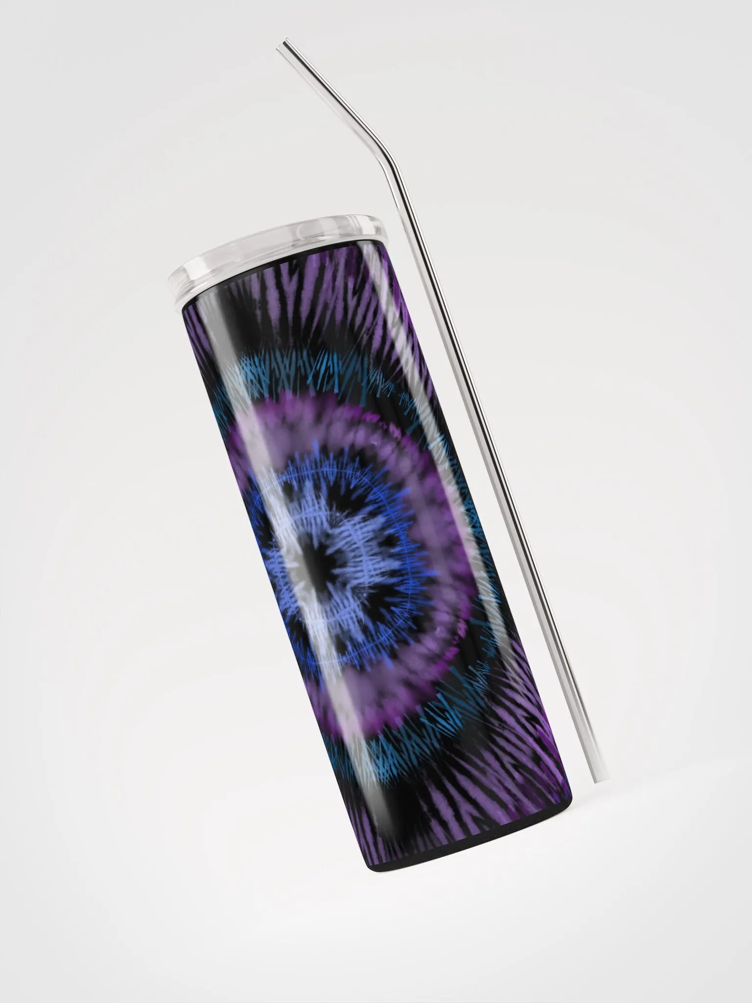 Chic Blue & Purple Tie Dye Stainless Steel Tumbler: Sip in Style product image (3)