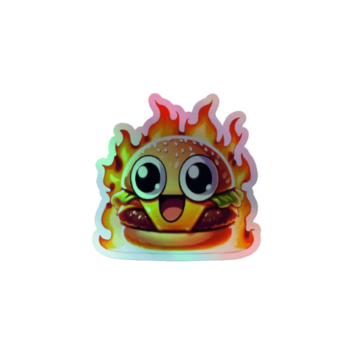Flaming Hamburger Holographic Sticker Sheet product image (1)
