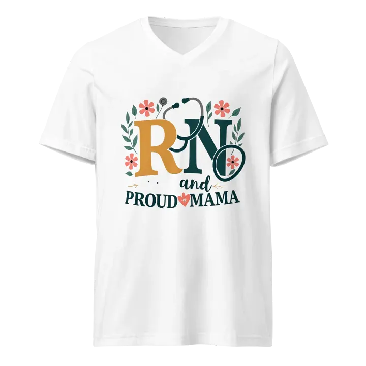 RN and Proud Mama Floral Stethoscope V-neck tee product image (5)