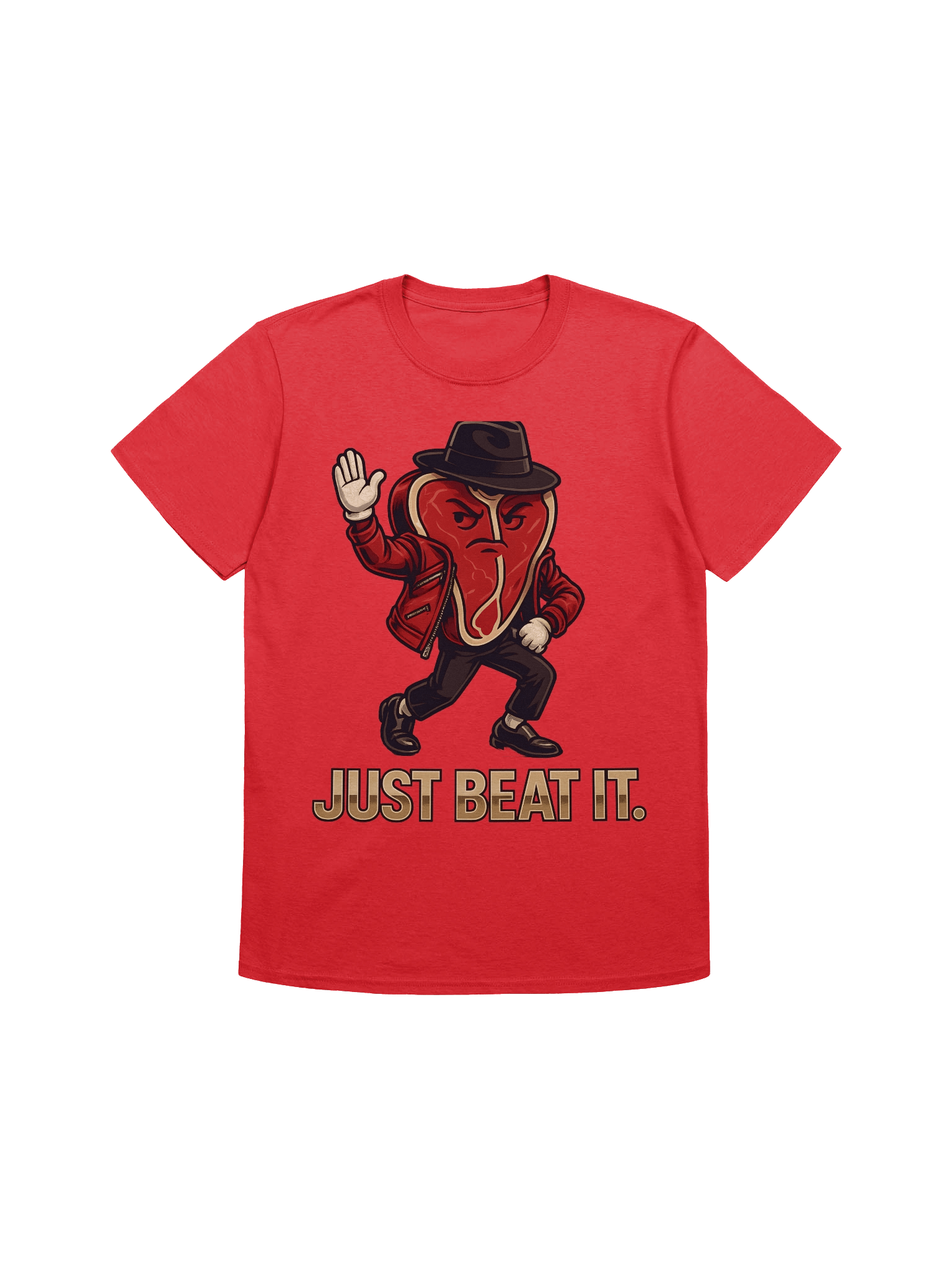 “Just Beat It” Dancing T-Bone Steak T-Shirt – Funny Michael Jackson Parody Tee for Meat Lovers product image (1)