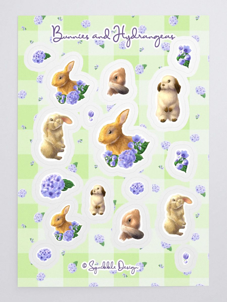Bunnies and Hydrangeas Sticker sheet product image (3)