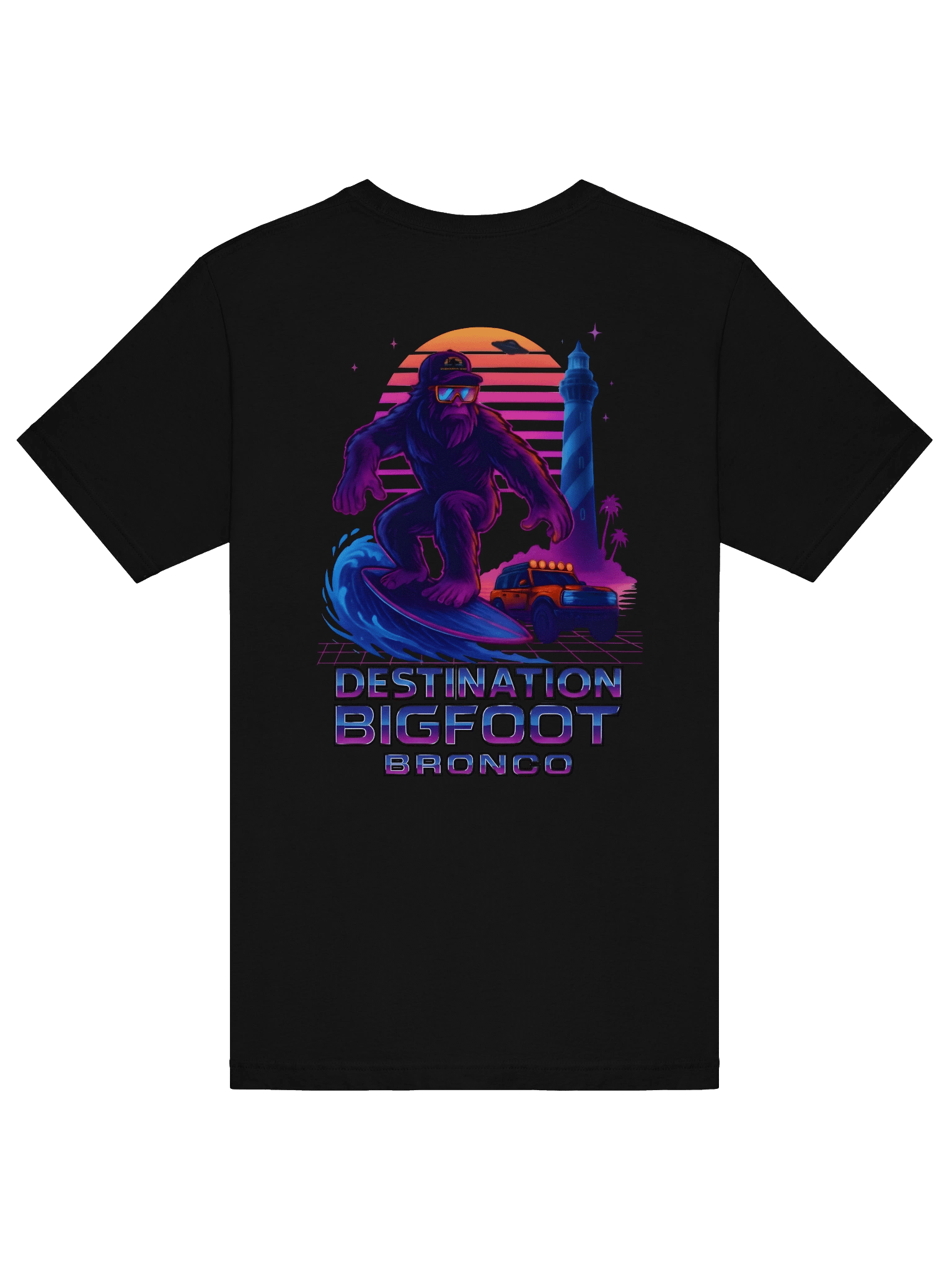 Destination Bigfoot Bronco Synthwave T-Shirt (Multiple Colors Available) product image (63)