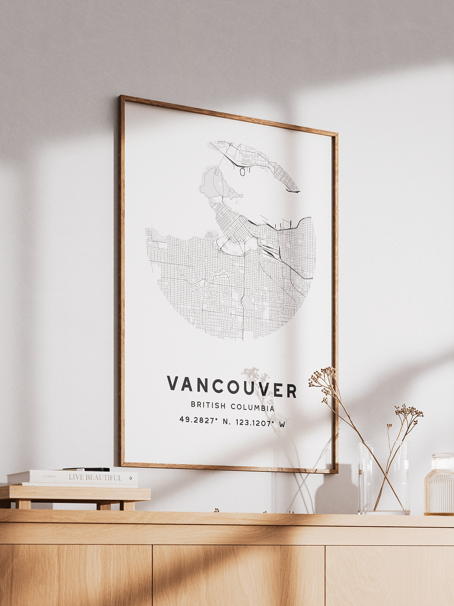 Vancouver Street Map Poster – White Minimalist Circular City Art product image (2)