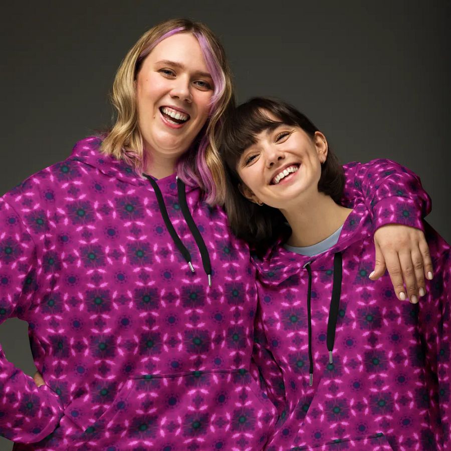 Abstract Raspberry Modern Pattern Unisex All Over Hoodie product image (10)