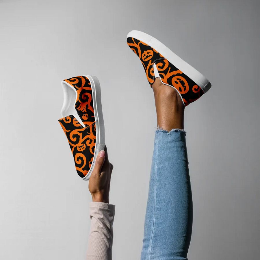 Scary Pumpkins Skull Women Slip-On Shoes product image (6)