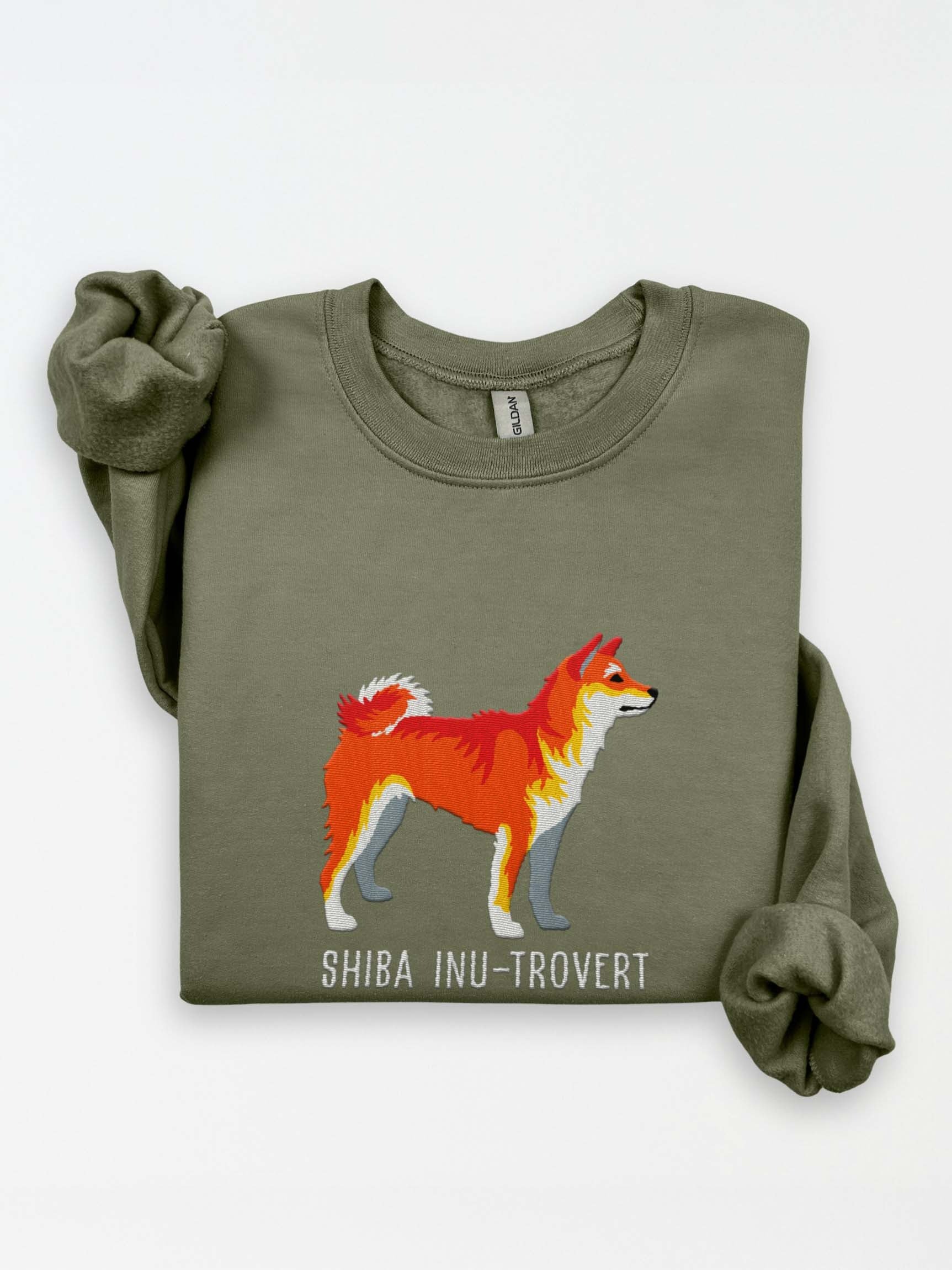 Shiba Inu-Trovert Sweatshirt (Embroidered) of a Japanese Shiba Inu(Red) product image (1)