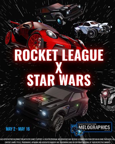 🚀✨ Star Wars invades Rocket League! From May 2-16, join the Car Wars LTM at the Force Field Arena 🌌. Complete challenges to s...