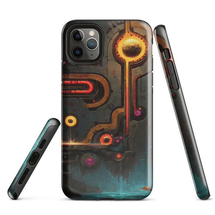 Mechanical Sun - Futuristic Circuit Art iPhone Case product image (1)