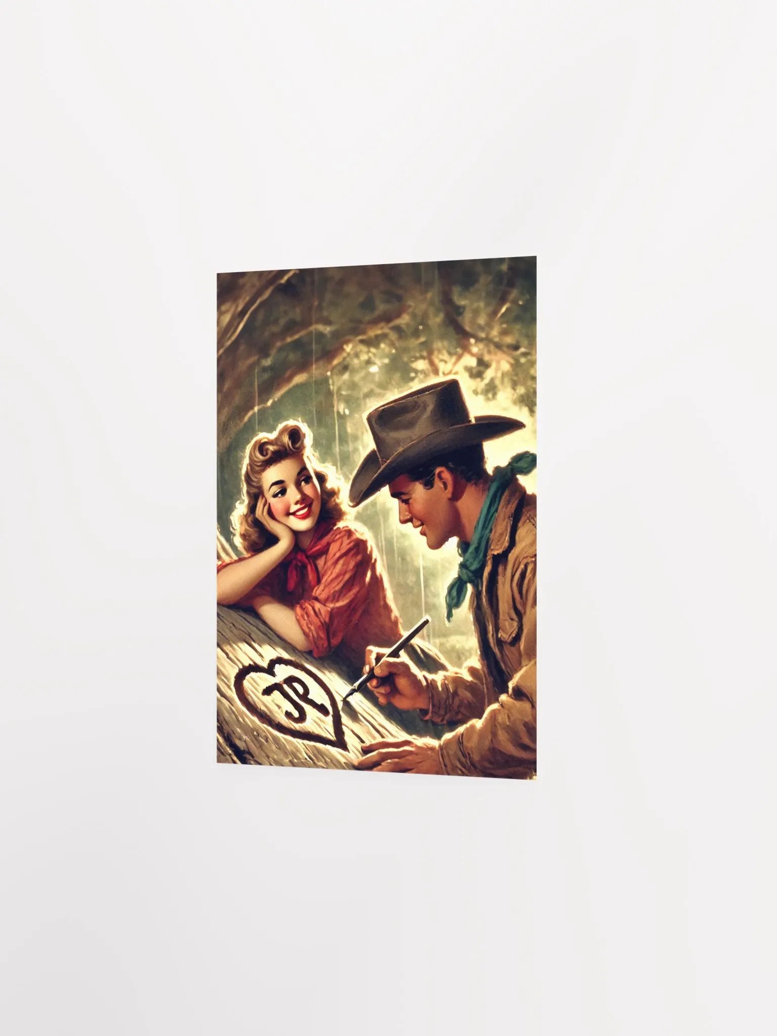Vintage Style Cowboy Love Carving Premium Prints and Posters product image (15)