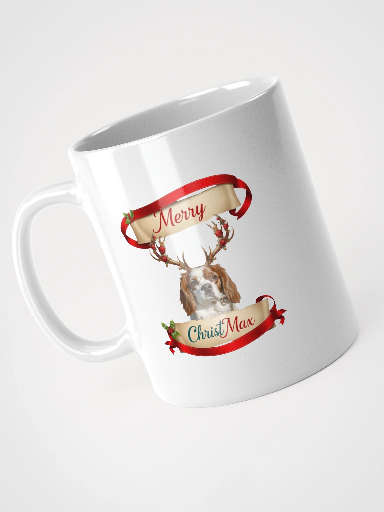 White Glossy Mug with Merry ChristMax product image (7)