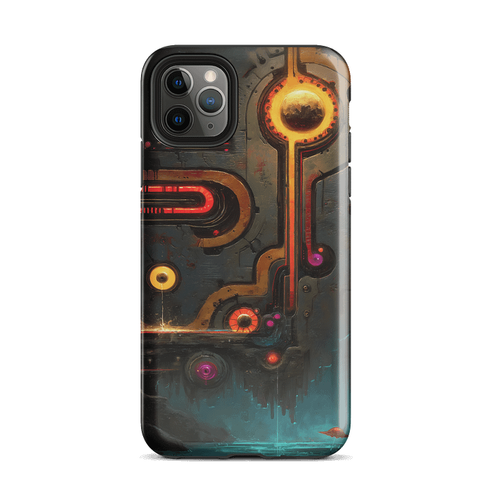 Mechanical Sun - Futuristic Circuit Art iPhone Case product image (2)