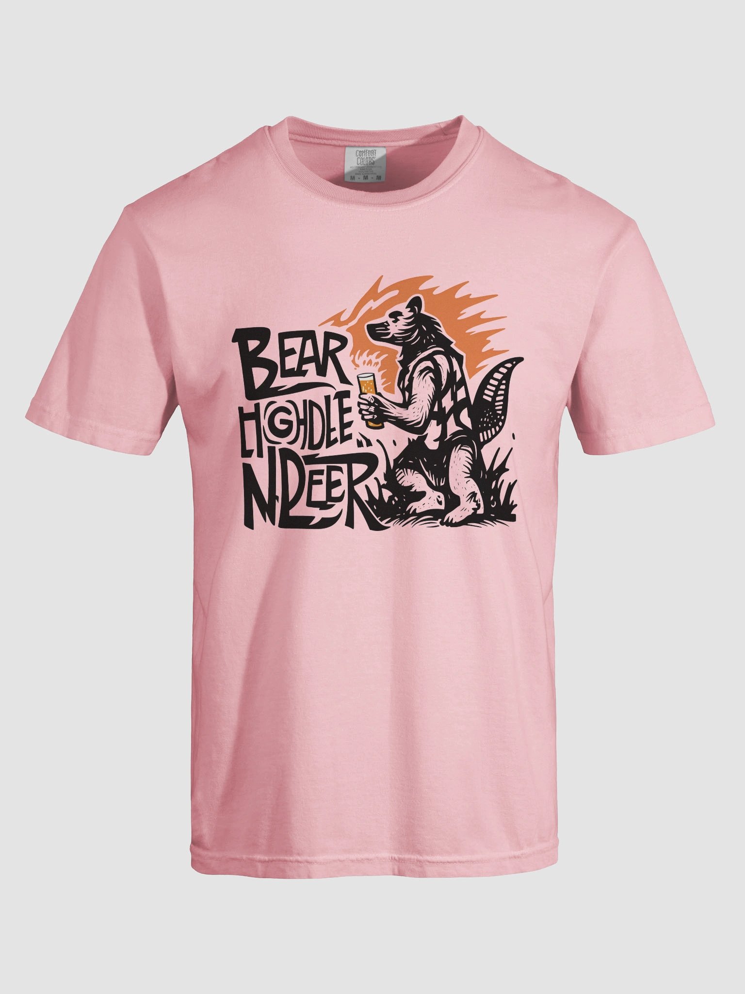 Flame-Backed Bear Holding Beer | Bold Lettering Art T-Shirt product image (55)
