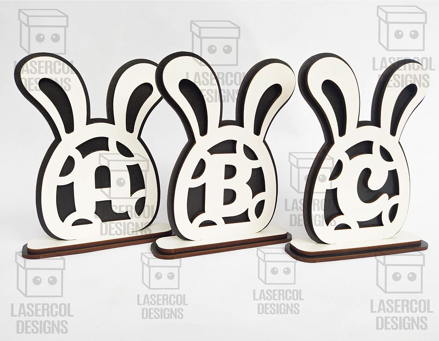Easter Bunny Monogram Set 4 (3 Sizes) - Laser Cut Files product image (4)