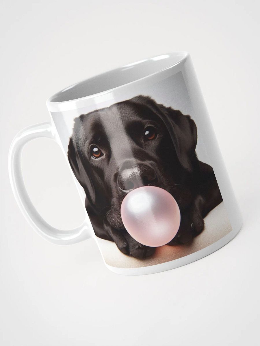 Bubble-gum Black Labrador #Humorous Glossy Mug - White product image (3)