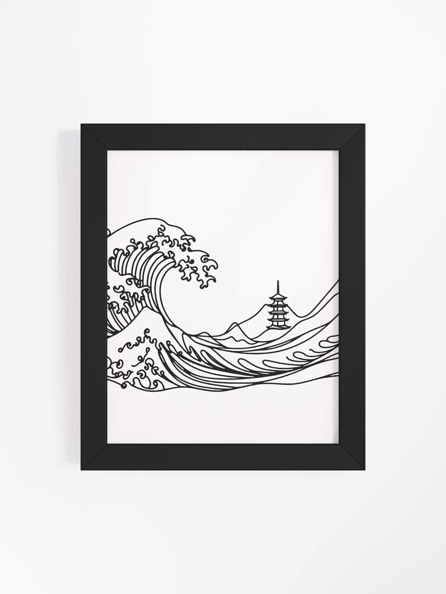 Kanagawa Waves Lines Art Design Wood Framed Poster product image (84)