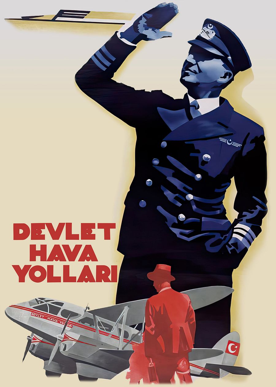Istanbul, Turkey, 1937 (Devlet Hava Yolları) — retro vintage travel poster product image (3)