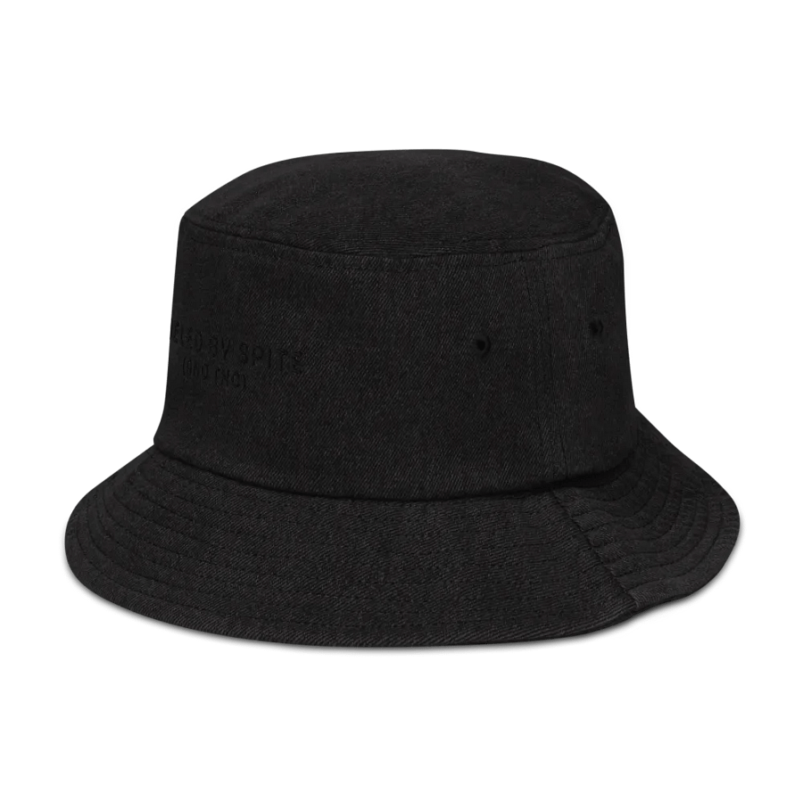 FUELED BY SPITE (black thread) embroidered denim bucket hat product image (4)