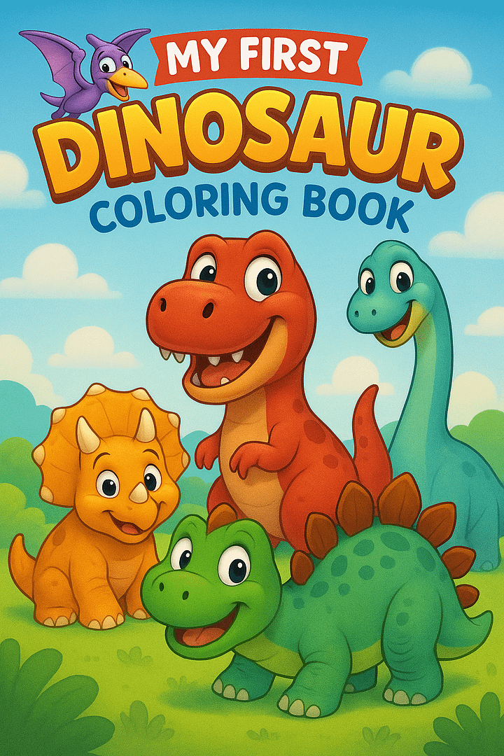My First Dinosaur Coloring Book for Kids Ages 3–8: Cute & Fun Cartoon Dinosaurs to Color – T-Rex, Triceratops, Stegosaurus and More! product image (1)