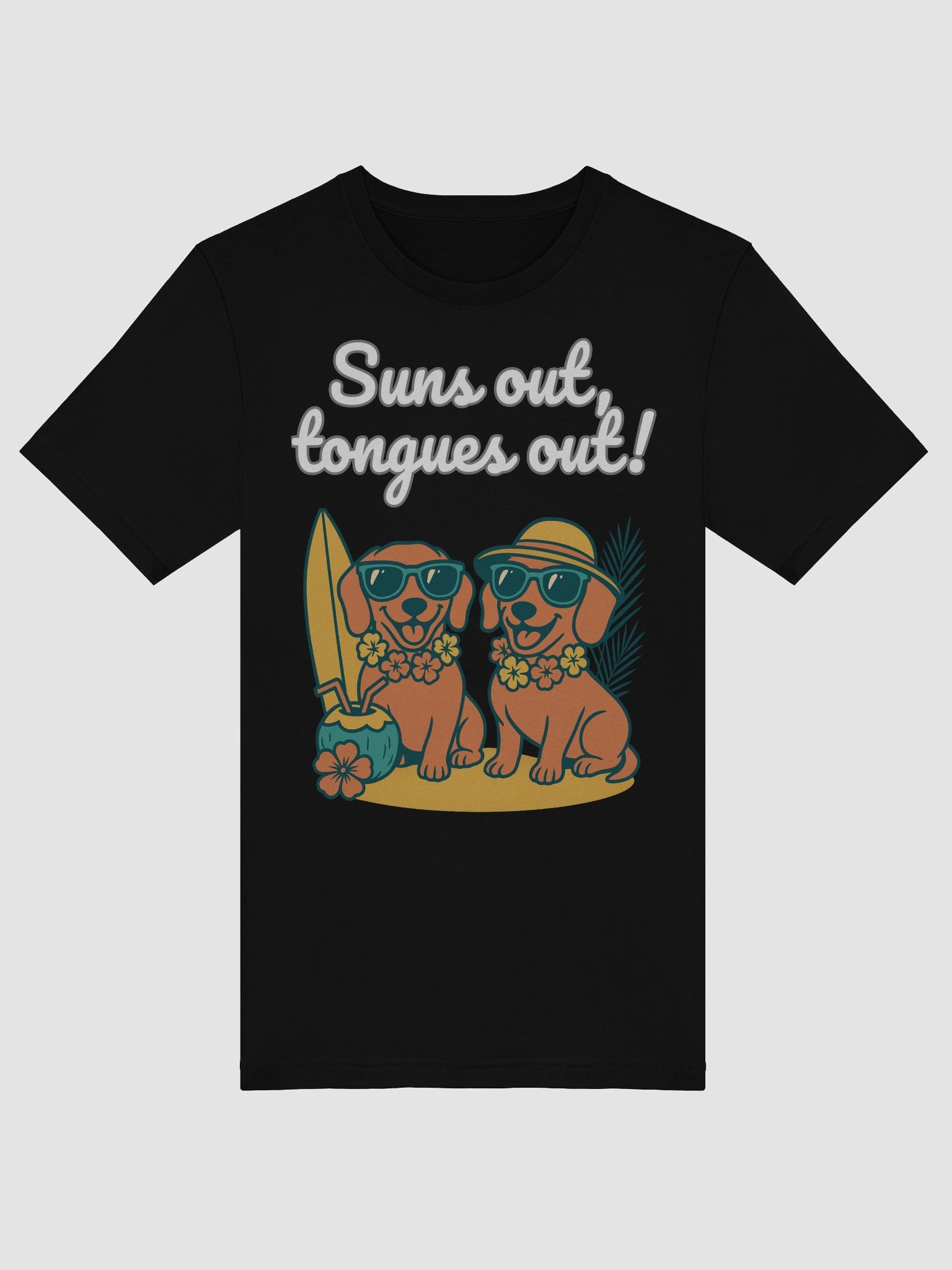 "Suns Out, Tongues Out" Tropical Dachshund Paradise Tee – Island Vibes Edition 🏝️🐾 product image (5)