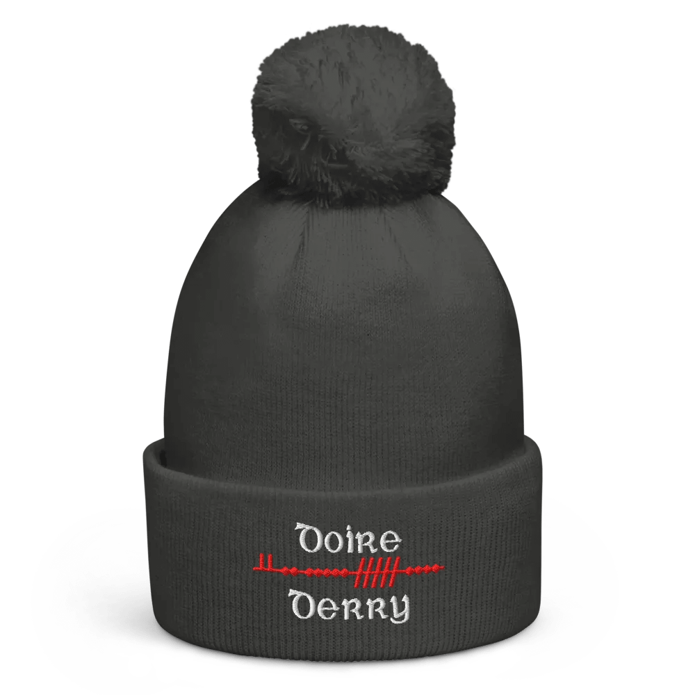 Derry/Doire, Scholastic style Ogham embroidered Pom-Pom Beanie product image (4)