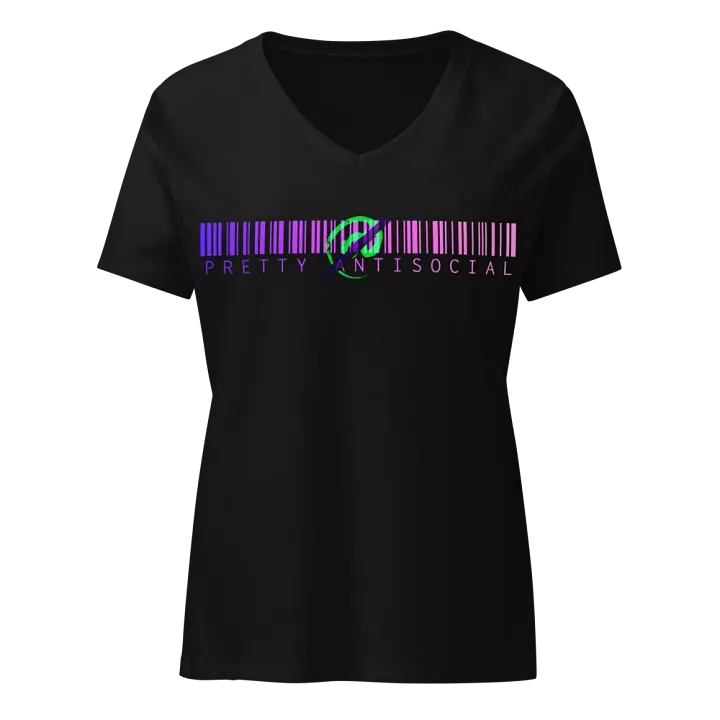 Pretty AntiSocial Ladie's Barcode Logo V-Neck Shirt product image (1)