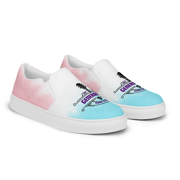 Women's Pink and Blue Canvas Slip-On Shoes product image (2)