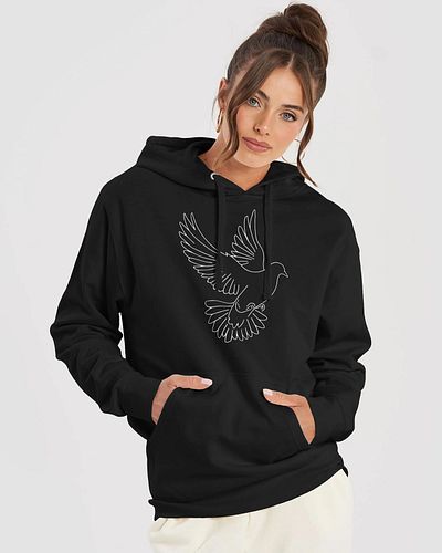 A powerful reminder of true freedom in Christ. This hoodie features a minimalist dove outline on the front and the bold decla...