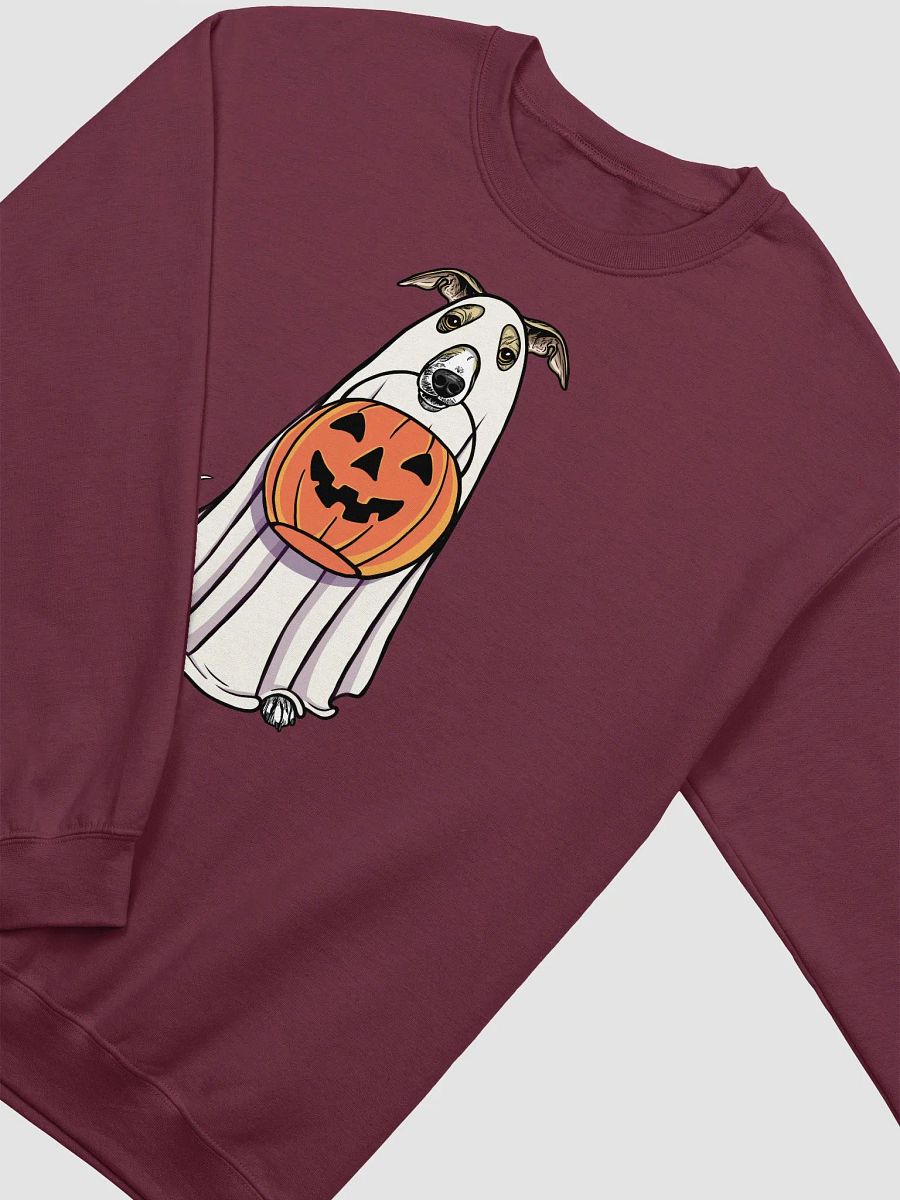 Funny Halloween Italian Greyhound(Fawn) Sweatshirt | Funny Iggy Wearing a Ghost Costume and Holding a Pumpkin Basket product image (13)