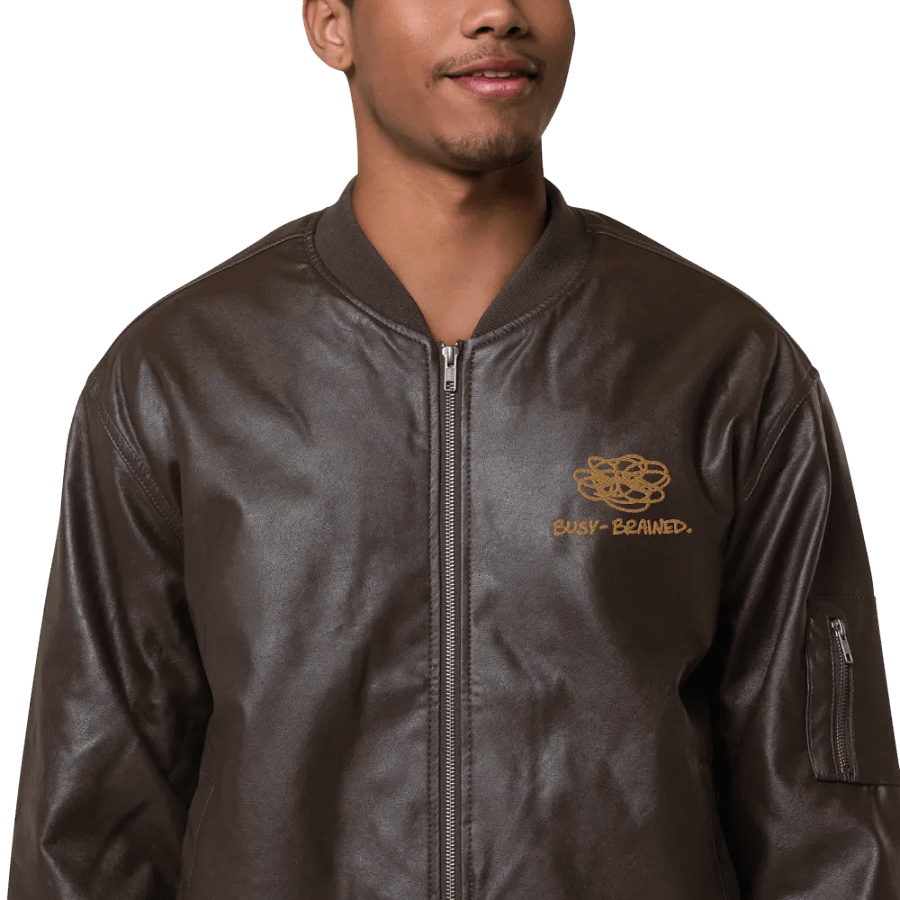 BUSY-BRAINED MONOCHROME BROWN FAUX LEATHER JACKET product image (1)