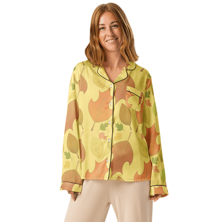 "Falling Leaves" Pattern - Women's Long Sleeve Pajama Top product image (1)