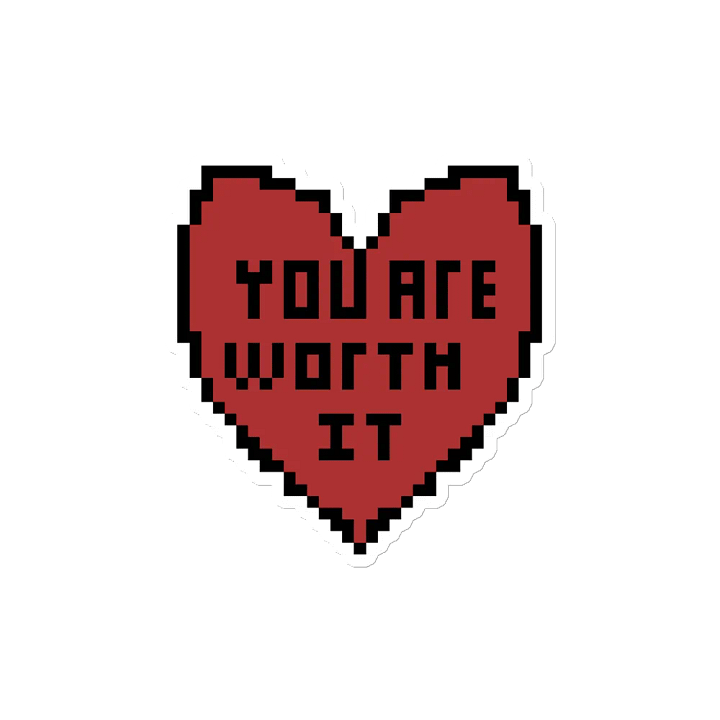 You are worth it pixel heart magnet product image (2)
