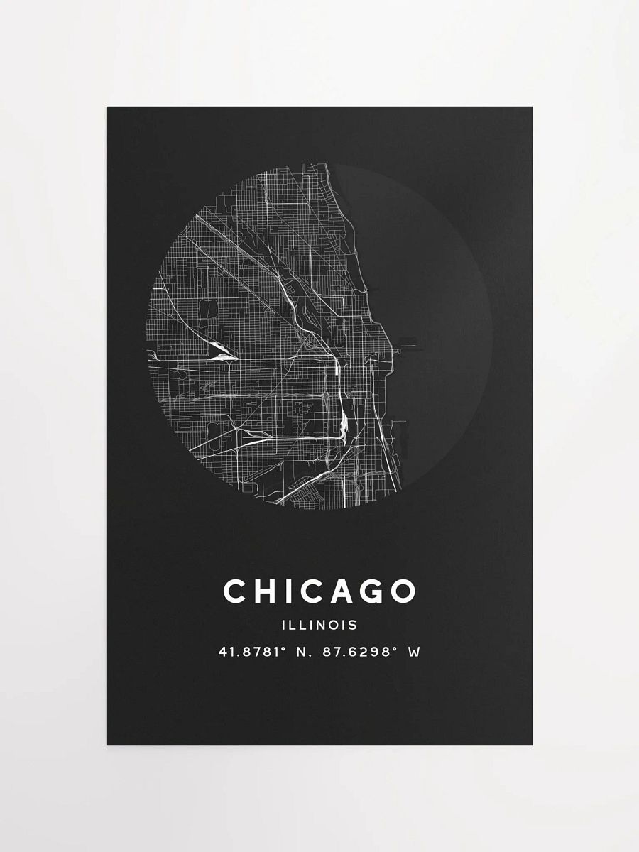 Chicago Street Map Poster – Black Minimalist Circular City Art product image (4)