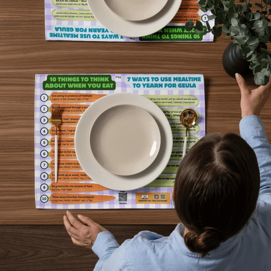 Placemat Set (4): 10 Things to think about when you Eat, 7 Ways to Yearn for Geula when you Eat product image (12)
