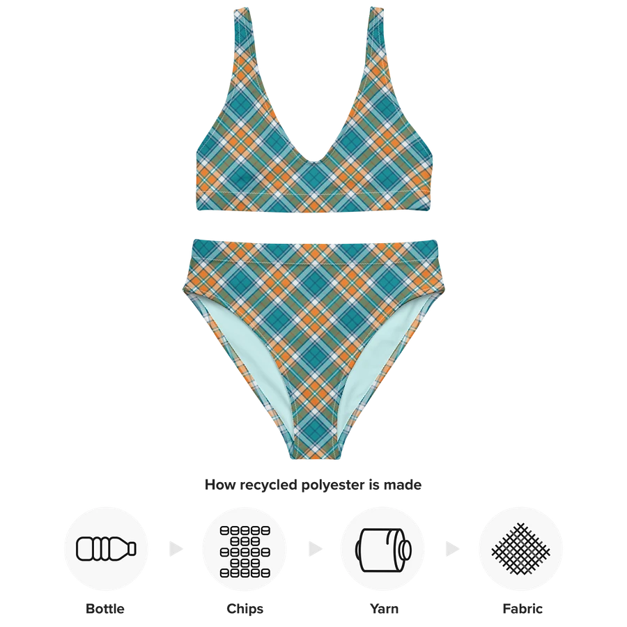 Turquoise and Orange Sporty Plaid Bikini product image (10)