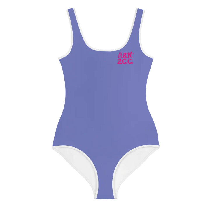 💖Girls' | Youth | BRN.2C.C.™ | Slate Blue Swimsuit 👙| Pink Logos product image (2)