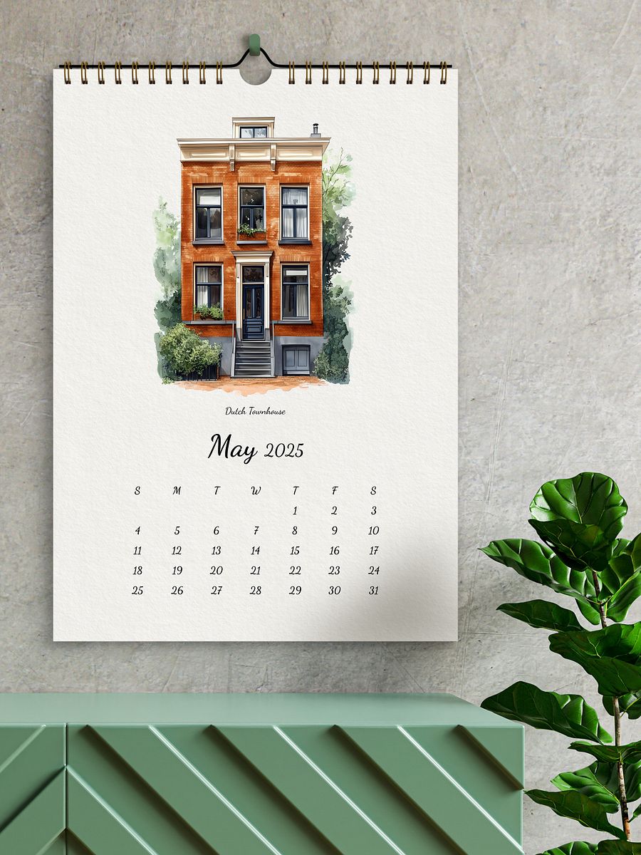 2025 Calendar For House Lovers | Minimal Watercolor Calendar | Wall Art | Minimal Digital Art | House Illustration | Home Decor | Gift Idea product image (5)