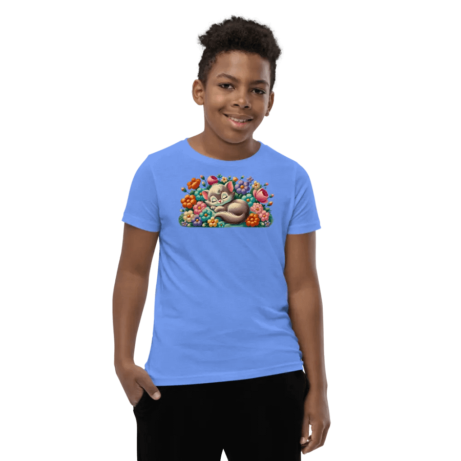 Kitten Sleeping in Flowers Kids T-Shirt product image (22)