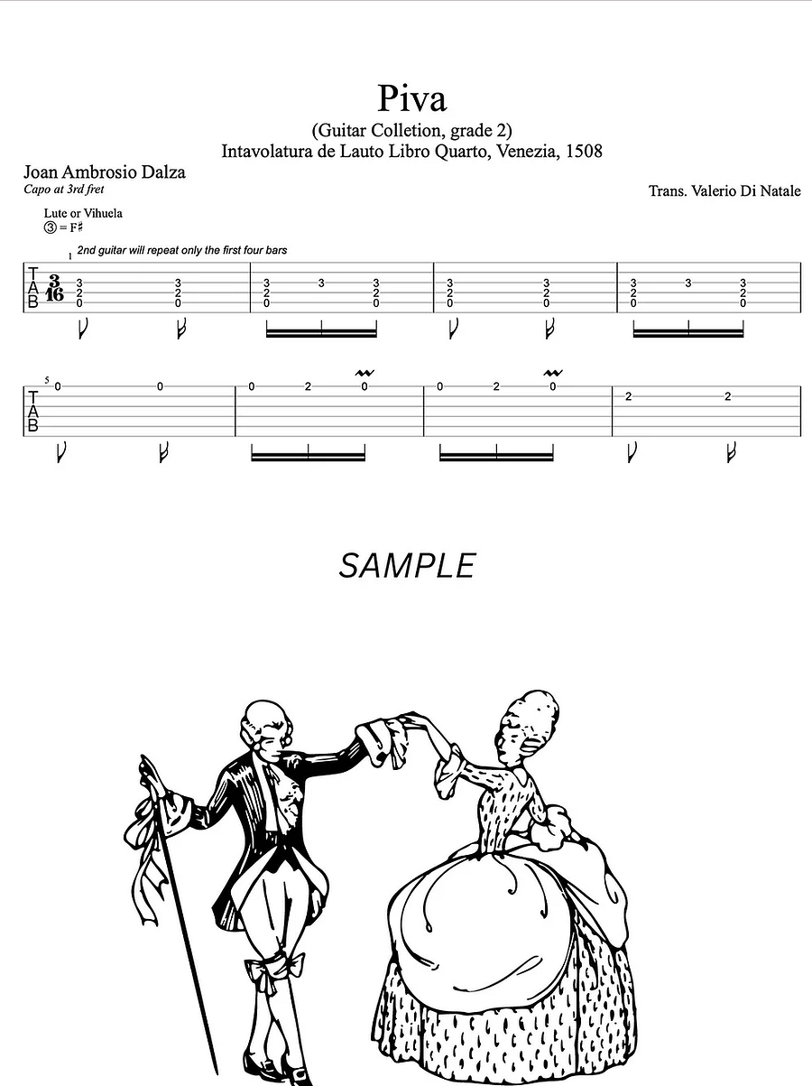 Saltarello and Piva by Joan Ambrosio Dalza - Guitar score product image (5)